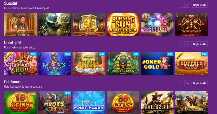 LuckyCasino Pelien Valikoima